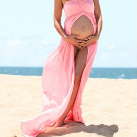 Pinkblush Dresses & Skirts - Pinkblush‎ maternity maxi dress Pink Strapless Open Photoshoot Size XL New